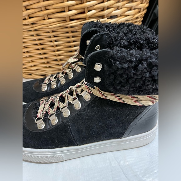 Sam Edelman Luther Sneaker boots, black suede, shearling Sz 8.5 - Picture 10 of 11